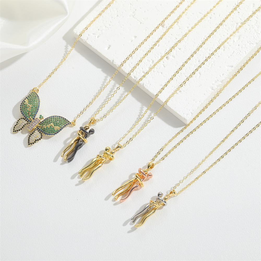Copper 14K Gold Plated Modern Style Classic Style Commute Inlay Butterfly Zircon Pendant Necklace display picture 10