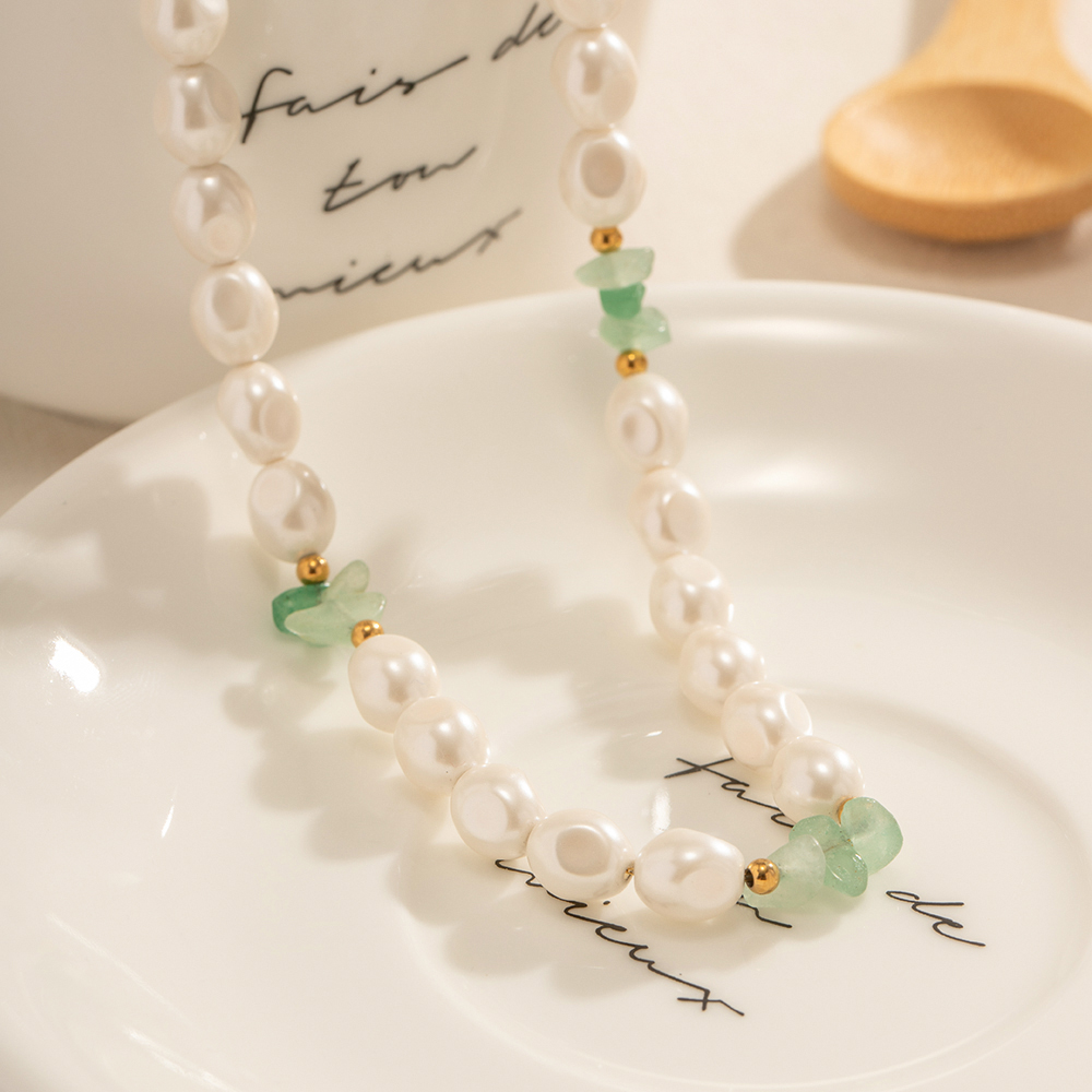 Edelstahl 304 18 Karat Vergoldet IG-Stil Einfacher Stil Perlen Perle Runden Halskette display picture 2