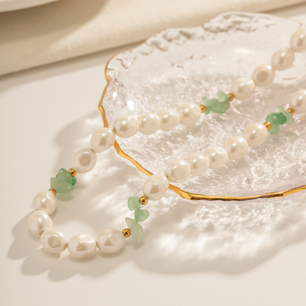 Edelstahl 304 18 Karat Vergoldet IG-Stil Einfacher Stil Perlen Perle Runden Halskette display picture 4