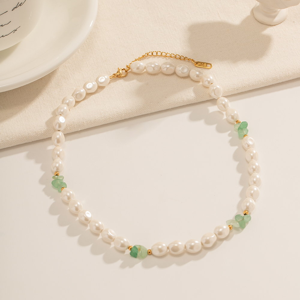 Edelstahl 304 18 Karat Vergoldet IG-Stil Einfacher Stil Perlen Perle Runden Halskette display picture 3