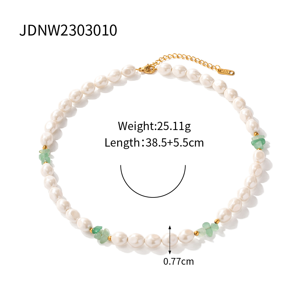 Edelstahl 304 18 Karat Vergoldet IG-Stil Einfacher Stil Perlen Perle Runden Halskette display picture 1