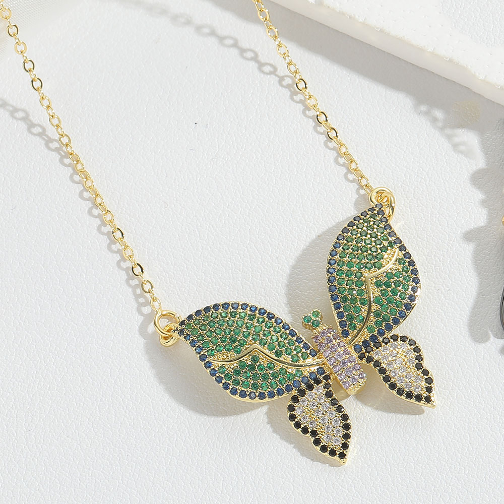 Copper 14K Gold Plated Modern Style Classic Style Commute Inlay Butterfly Zircon Pendant Necklace display picture 4