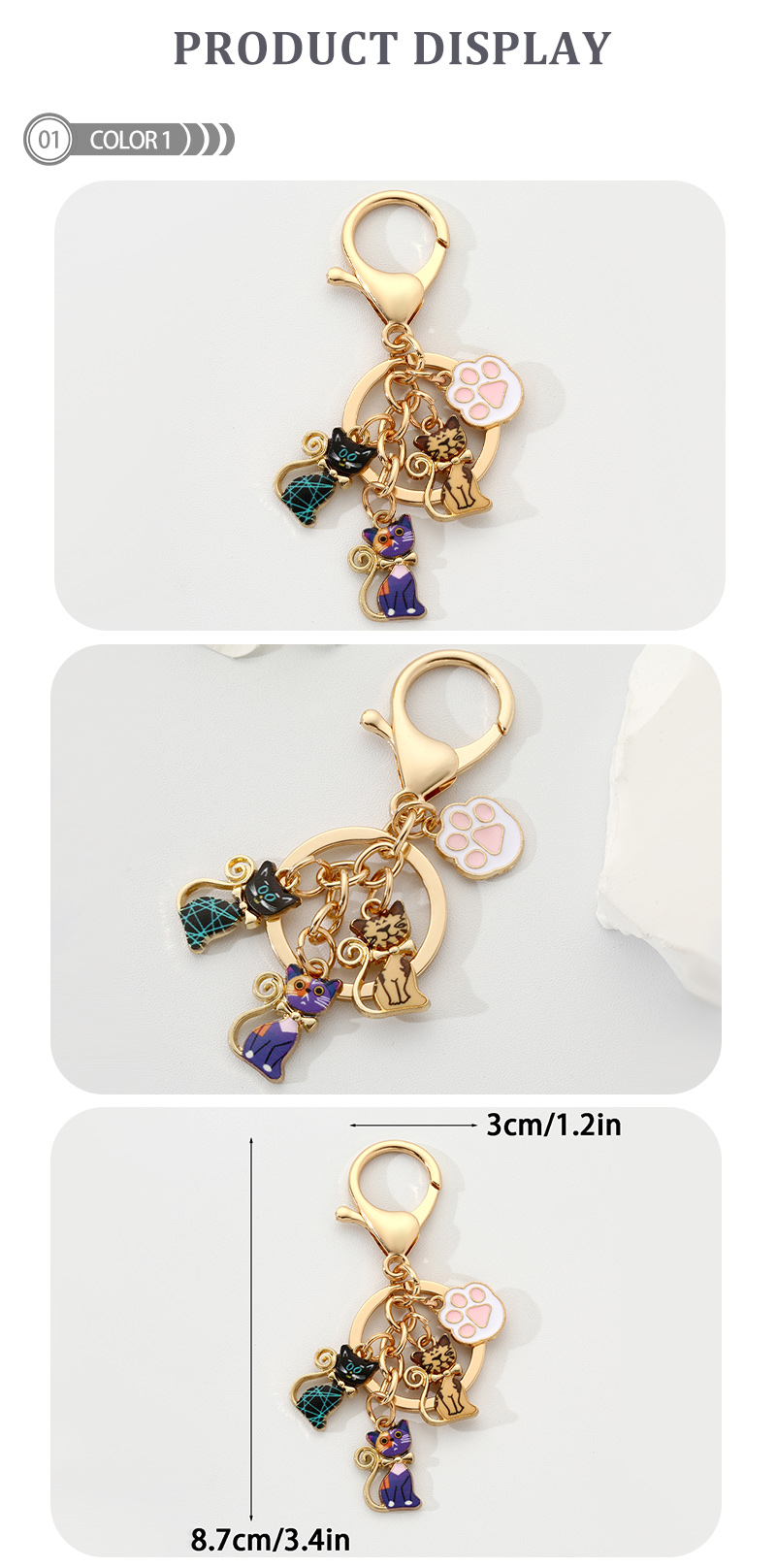 Simple Style Color Block Alloy Keychain display picture 2