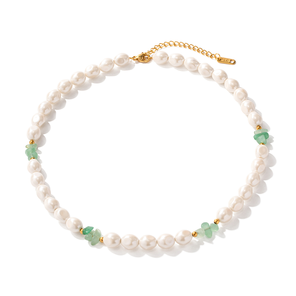 Edelstahl 304 18 Karat Vergoldet IG-Stil Einfacher Stil Perlen Perle Runden Halskette display picture 7