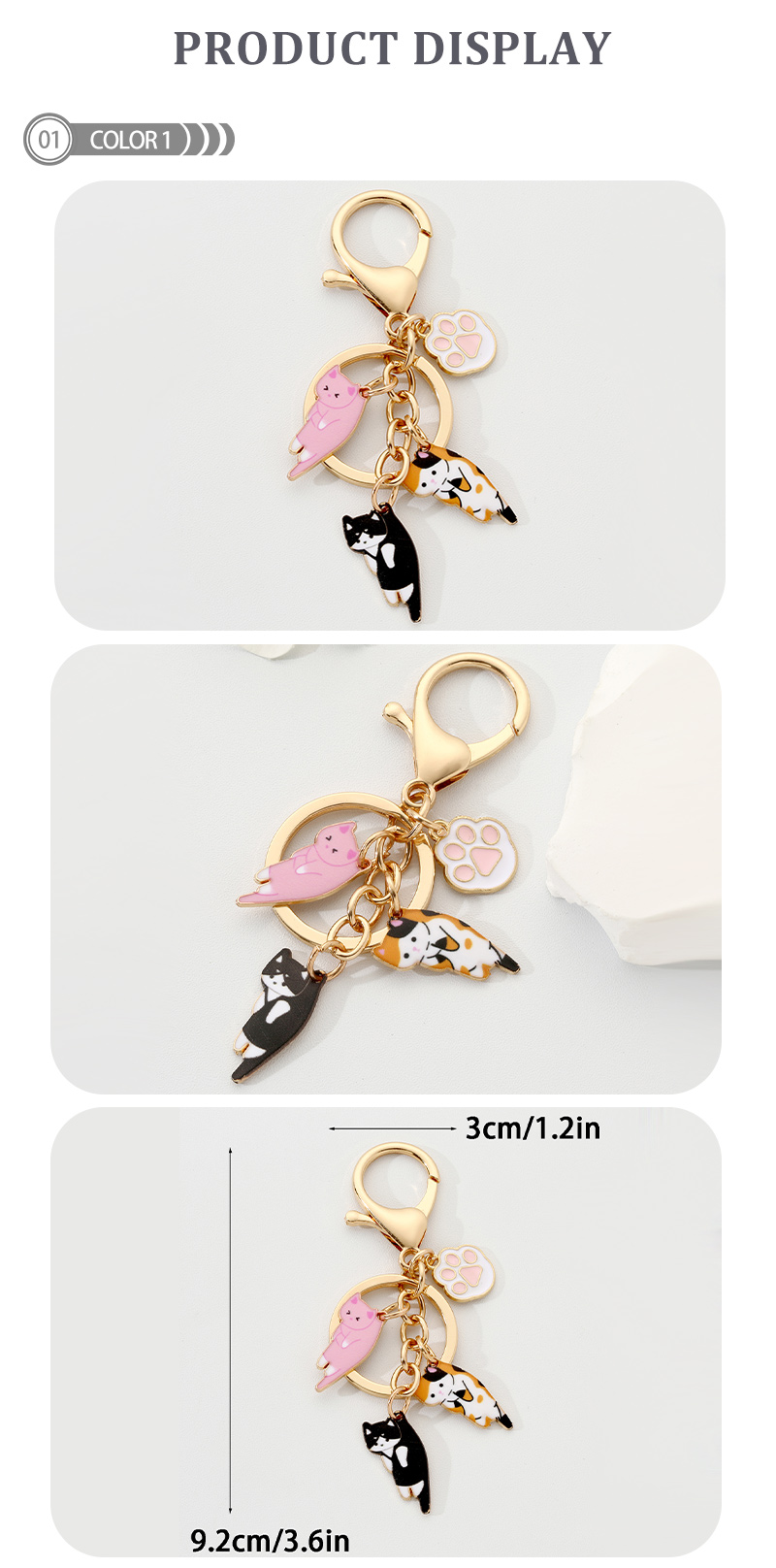 Simple Style Cat Alloy Keychain display picture 1