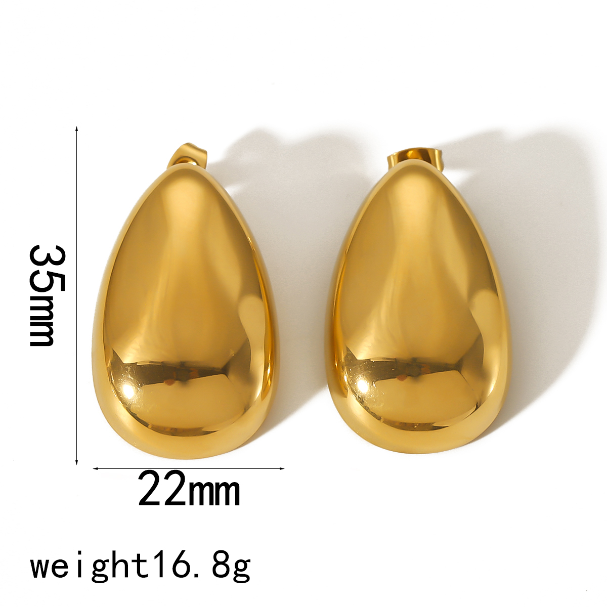 1 Pair Glam Exaggerated Oval Polishing Plating 304 Stainless Steel 18K Gold Plated Ear Studs display picture 4