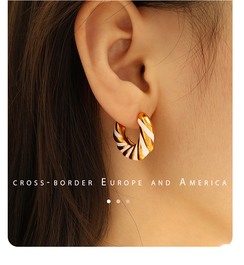 1 Pair Sweet Simple Style Color Block Patchwork Plating 304 Stainless Steel 18K Gold Plated Ear Studs display picture 4