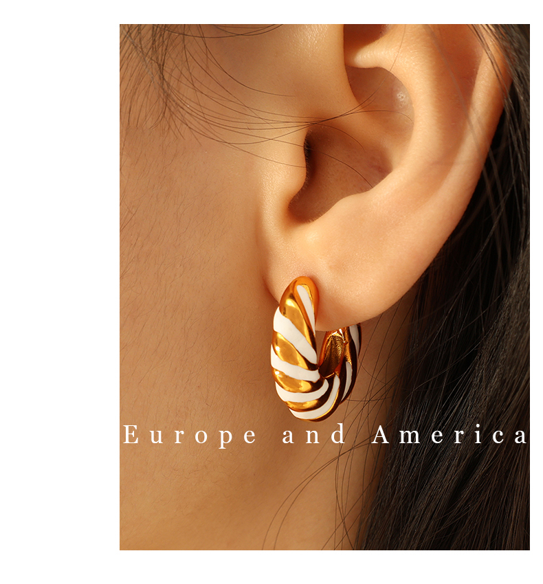 1 Pair Sweet Simple Style Color Block Patchwork Plating 304 Stainless Steel 18K Gold Plated Ear Studs display picture 8