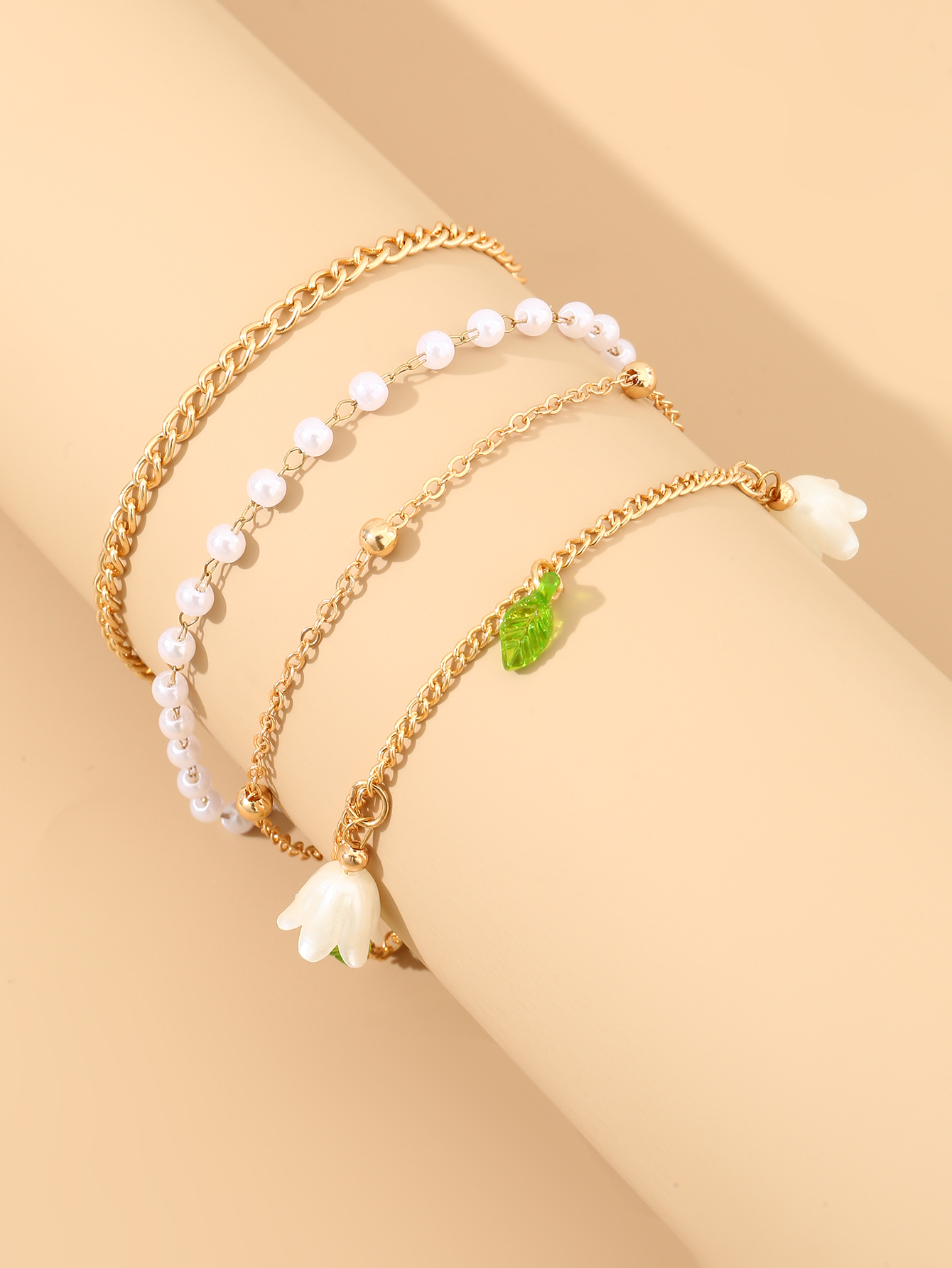 Beach Sweet Leaves Flower Alloy Wholesale Anklet display picture 4