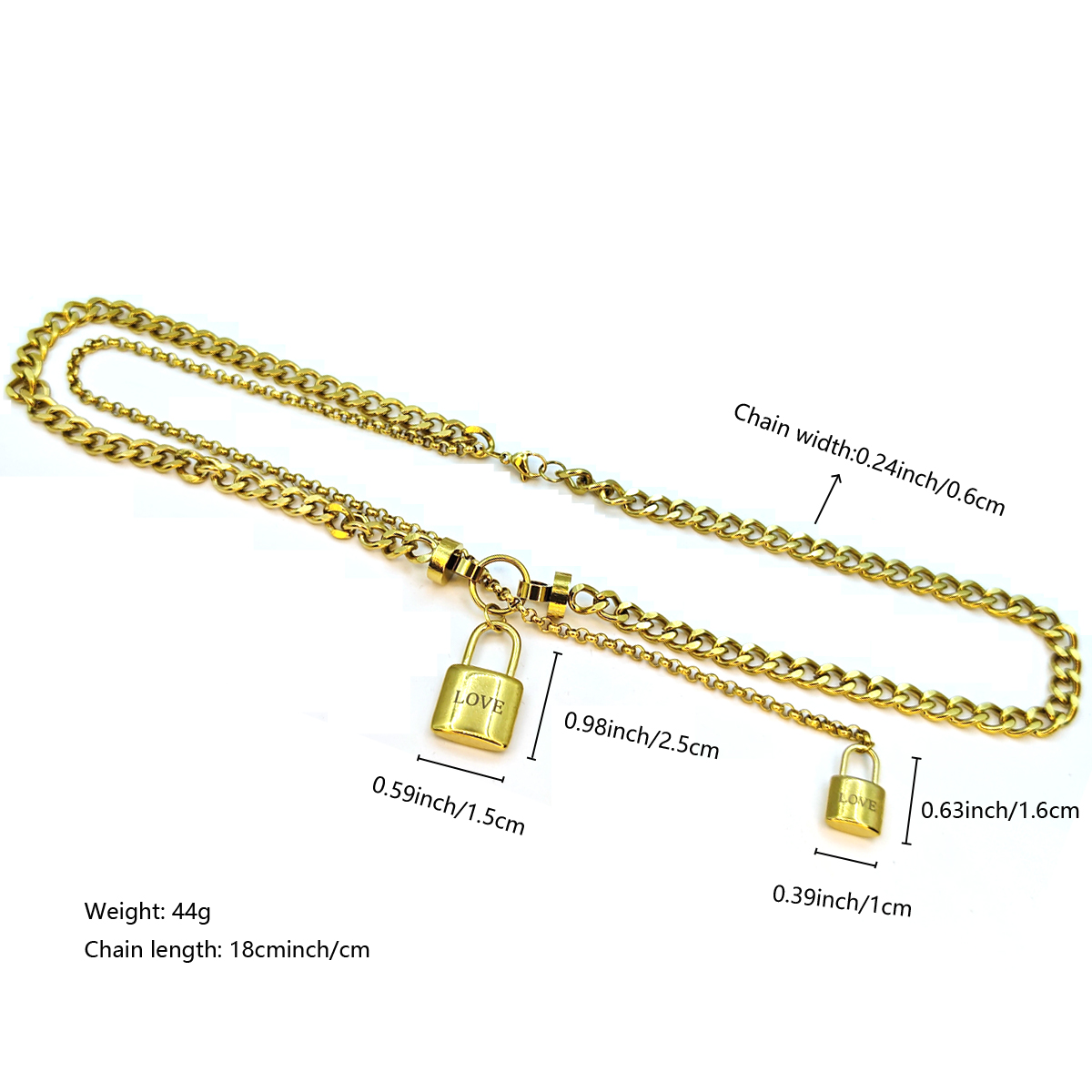 201 Stainless Steel 304 Stainless Steel Exaggerated Modern Style Letter Lock Double Layer Necklaces display picture 2