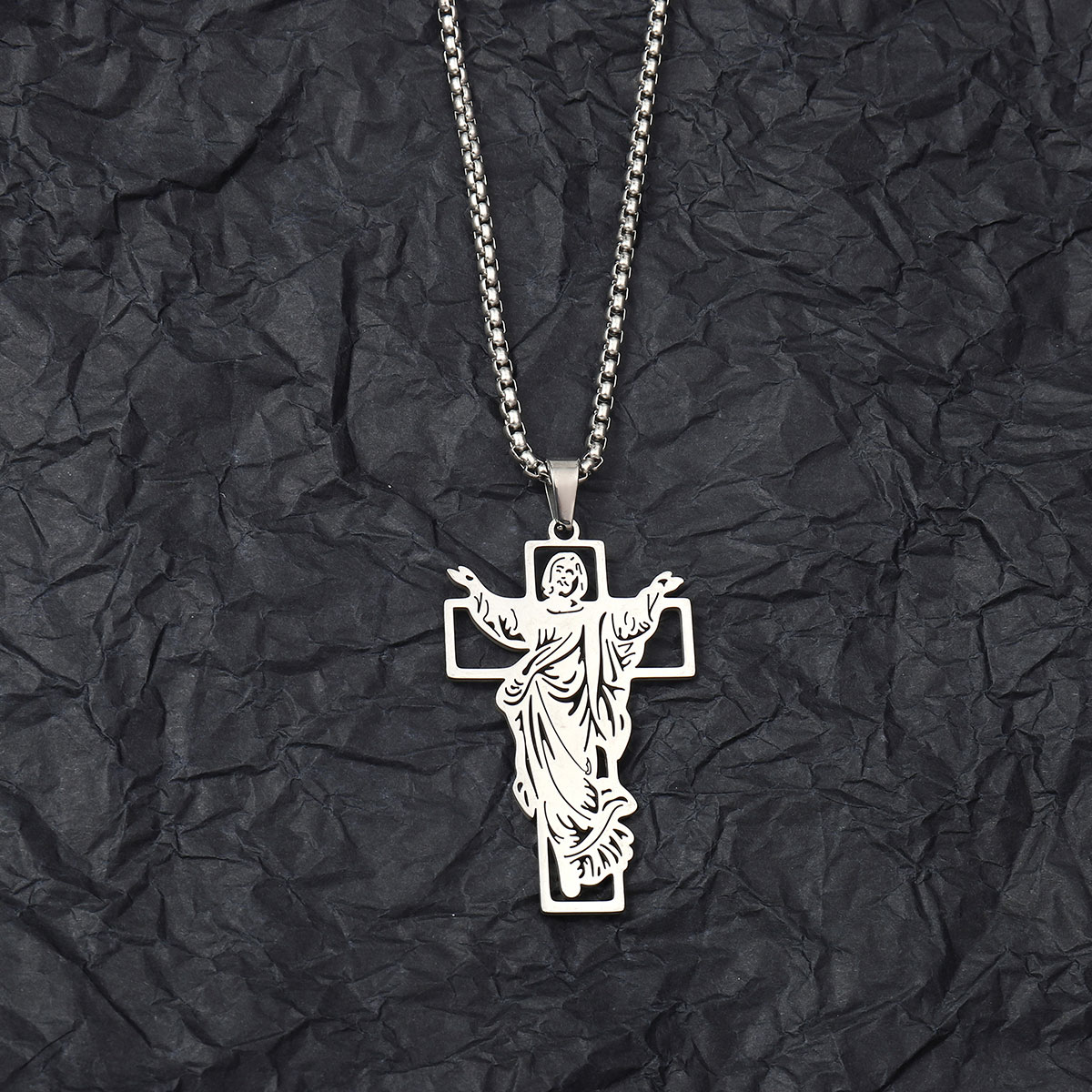 201 Stainless Steel Hip-Hop Cool Style Cross Pendant Necklace display picture 3