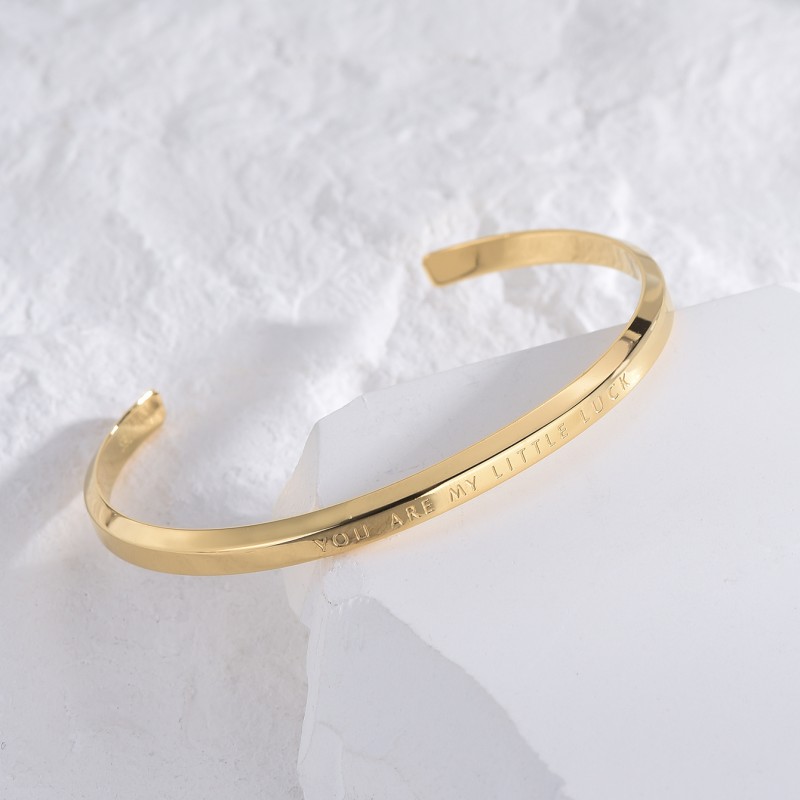 Titanium Steel 18K Gold Plated Simple Style Classic Style Plating Solid Color Bangle display picture 1