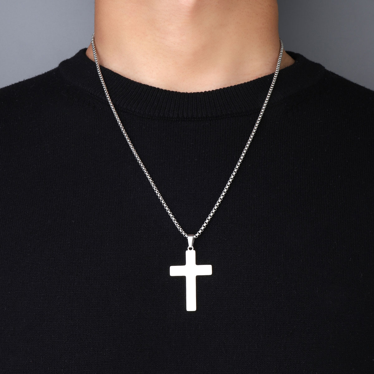 201 Stainless Steel Hip-Hop Hollow Out Human Cross Tree Pendant Necklace display picture 12