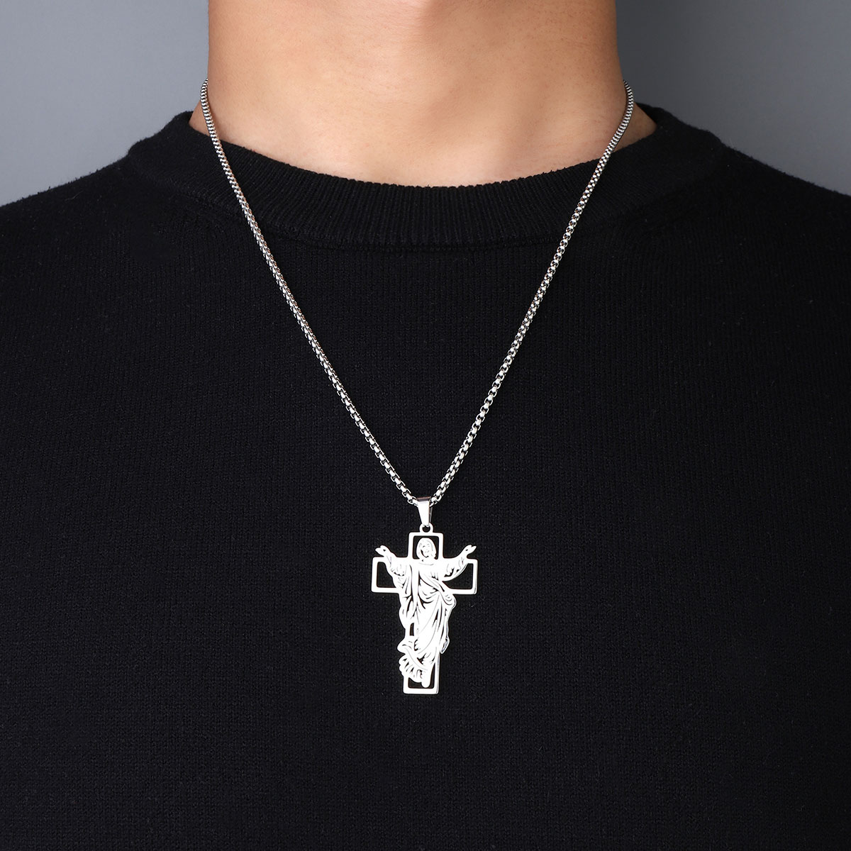 201 Stainless Steel Hip-Hop Cool Style Cross Pendant Necklace display picture 1