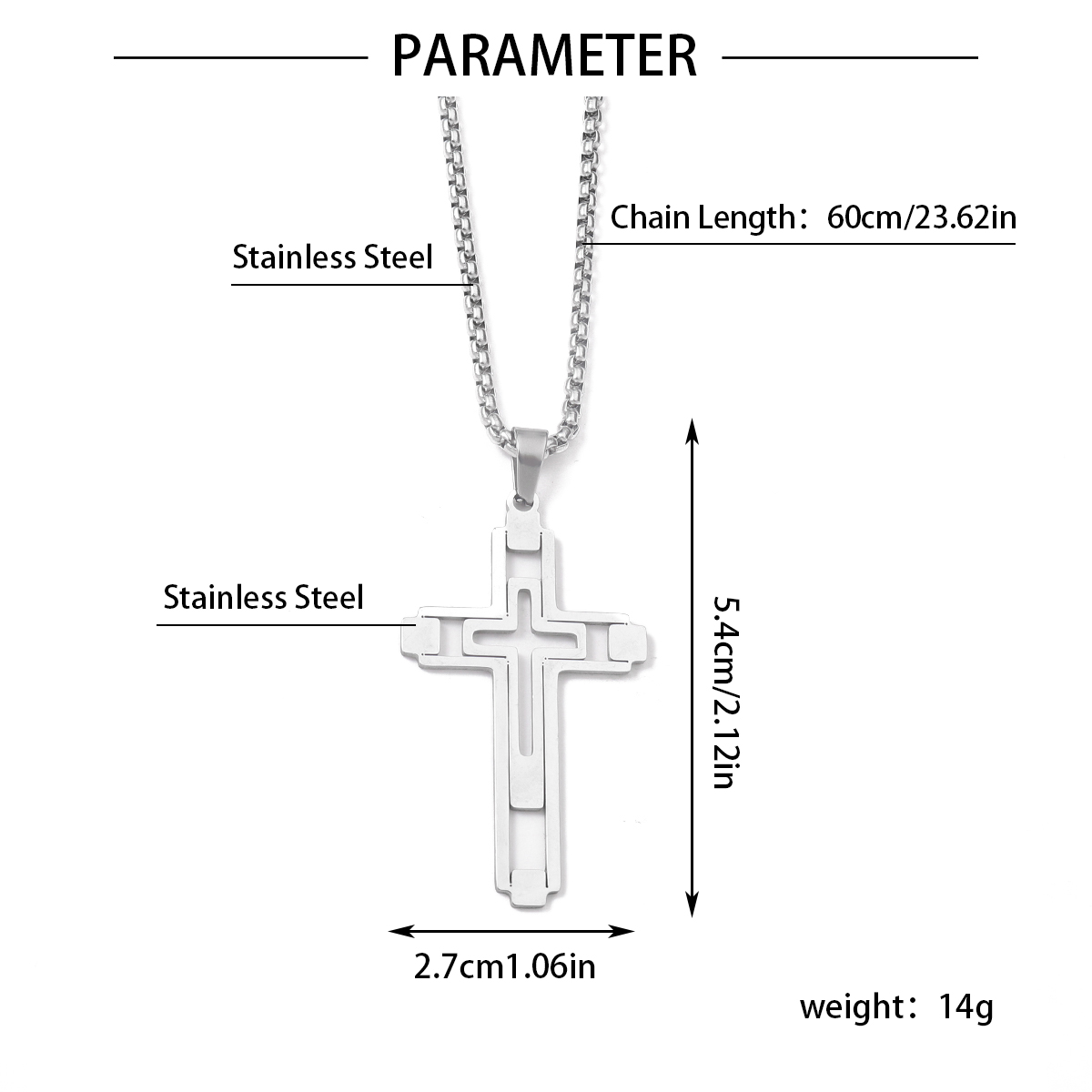 201 Stainless Steel Hip-Hop Hollow Out Human Cross Tree Pendant Necklace display picture 20