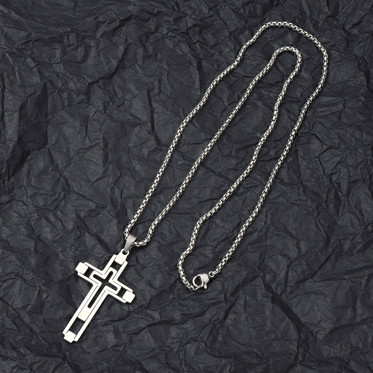 201 Stainless Steel Hip-Hop Hollow Out Human Cross Tree Pendant Necklace display picture 21