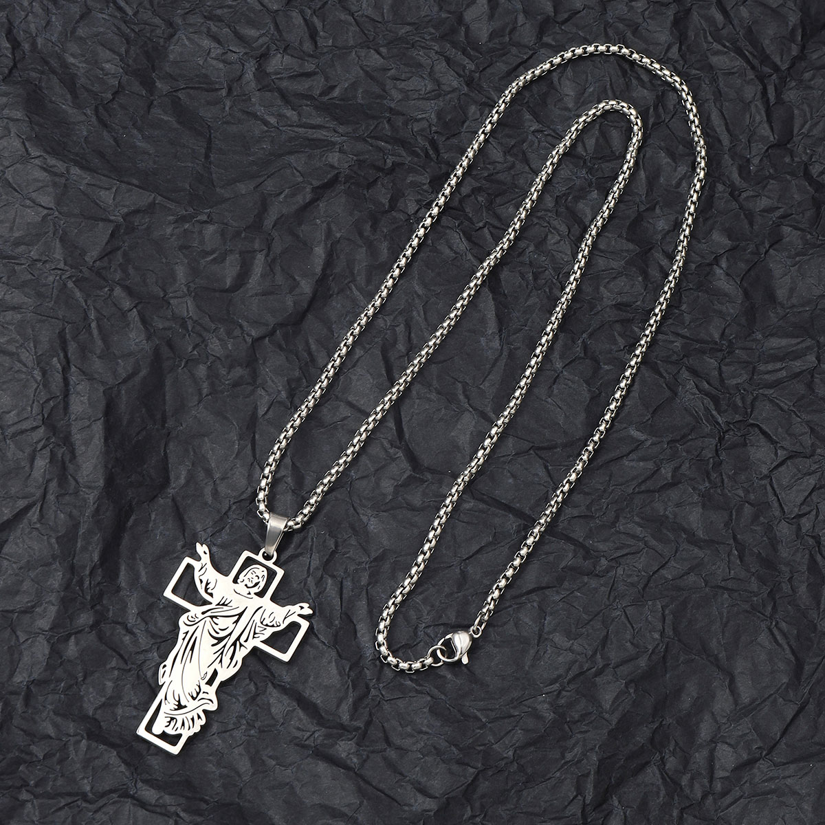 201 Stainless Steel Hip-Hop Cool Style Cross Pendant Necklace display picture 4