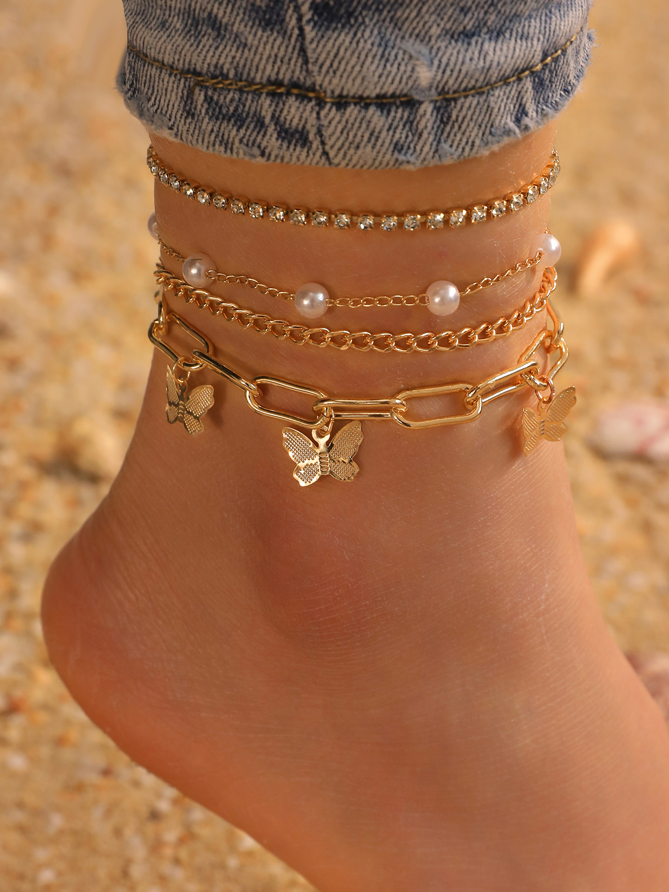 Fashion Beach Butterfly Rhinestones Alloy Wholesale Anklet display picture 3