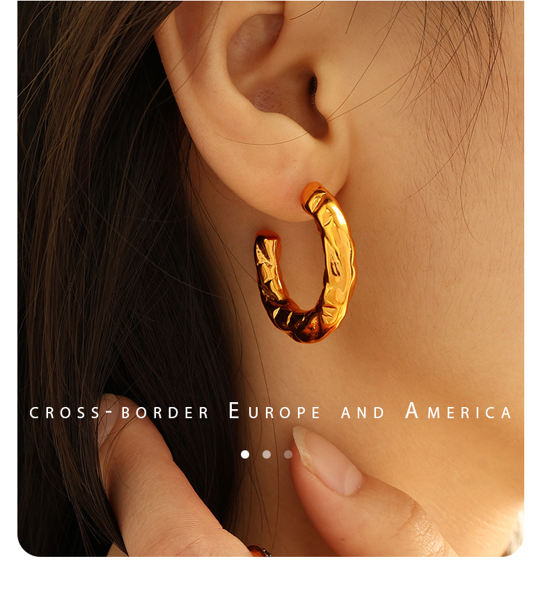 1 Pair Vintage Style Simple Style C Shape Circle Plating Titanium Steel 18K Gold Plated Ear Studs display picture 5