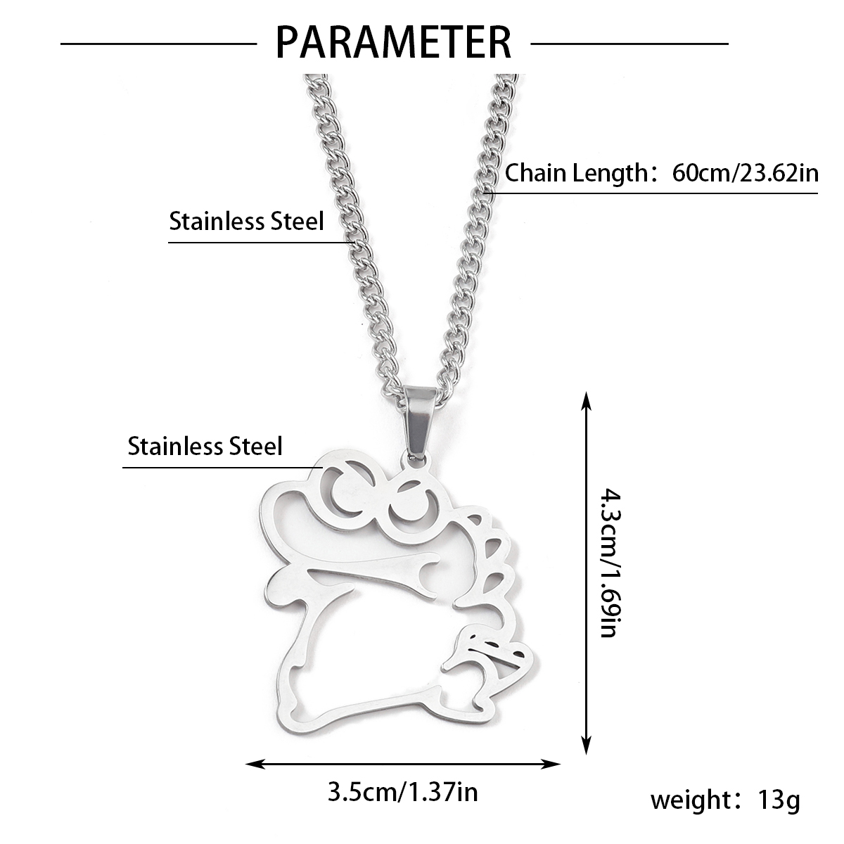201 Stainless Steel Hip-Hop Hollow Out Dinosaur Pendant Necklace display picture 4