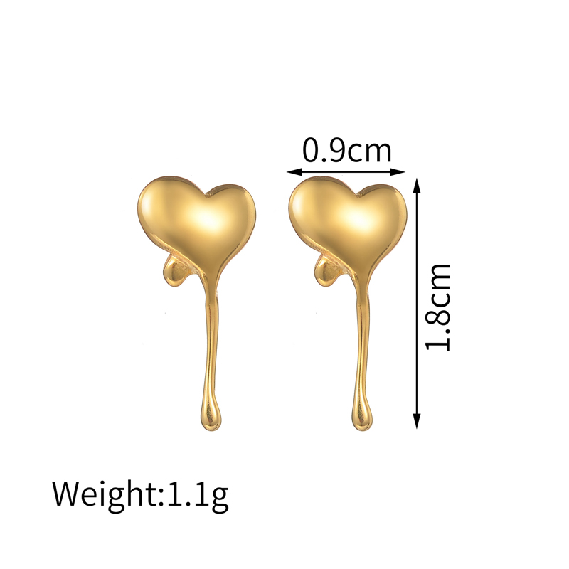 1 Par Lindo Estilo Simple Forma De Corazón Acero Inoxidable 304 Chapados en oro de 18k Pendientes display picture 1