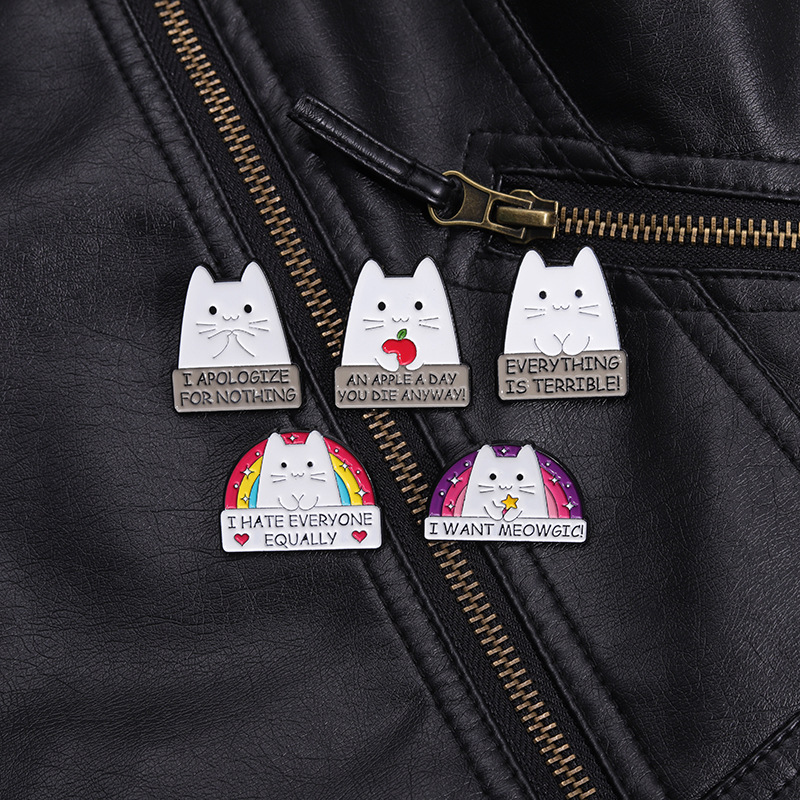 Cartoon Style Cute Cowboy Style Letter Rainbow Cat Alloy Stamping Stoving Varnish Plating Unisex Brooches display picture 3