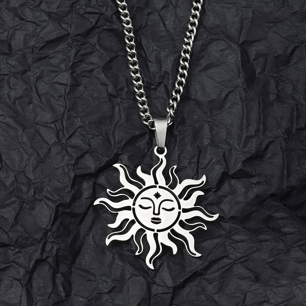 Hip-Hop Sun Smiley Face 201 Stainless Steel Hollow Out Unisex Pendant Necklace display picture 1
