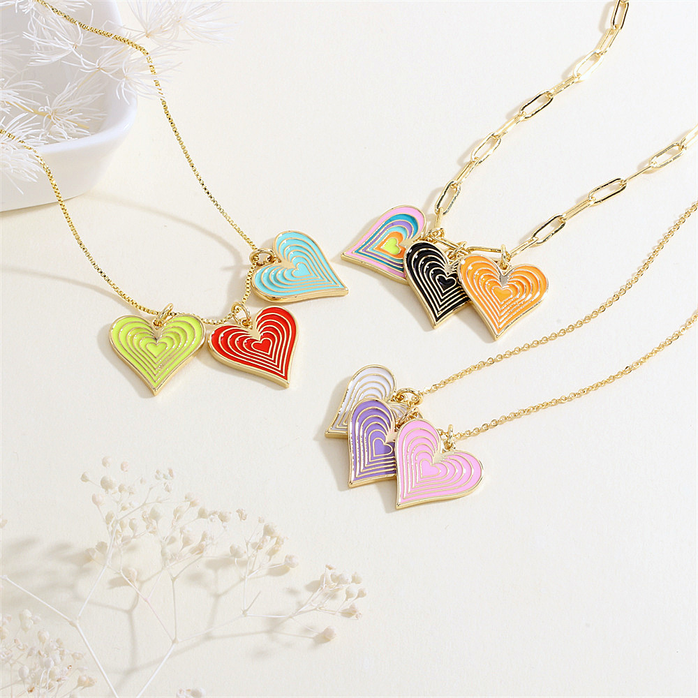 1 Piece Copper 18K Gold Plated Rainbow Heart Shape Pendant Chain display picture 13