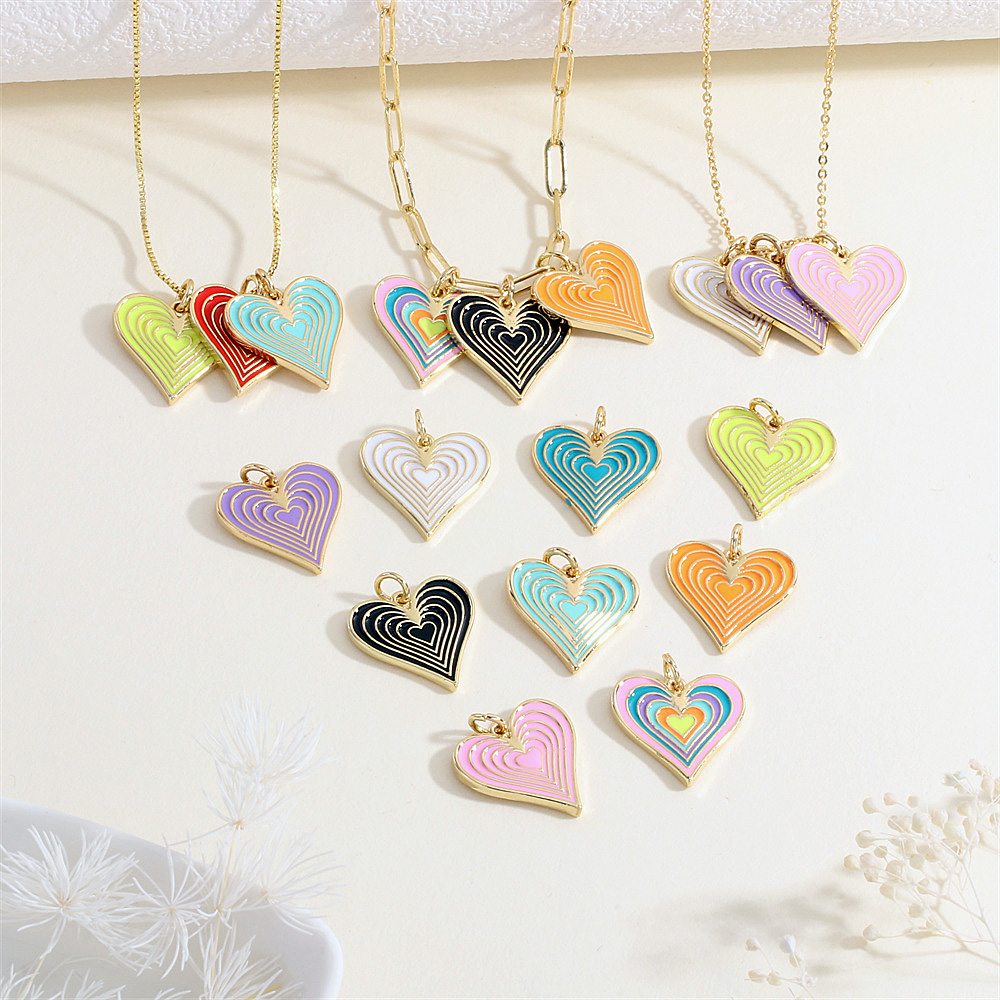 1 Piece Copper 18K Gold Plated Rainbow Heart Shape Pendant Chain display picture 14