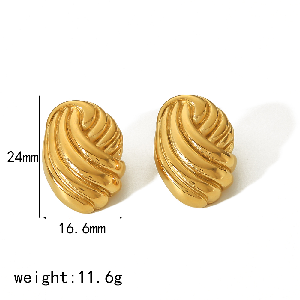 1 Pair IG Style Vintage Style Irregular Geometric Polishing 304 Stainless Steel 18K Gold Plated Ear Studs display picture 5