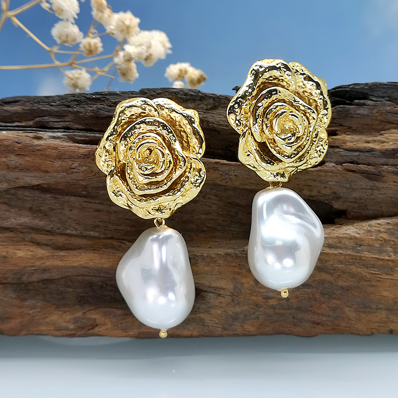 1 Paire Classique À La Française Romantique Géométrique Rose La Pierre Naturelle Résine Le Cuivre Boucles D'oreilles Boucles D'Oreilles display picture 6