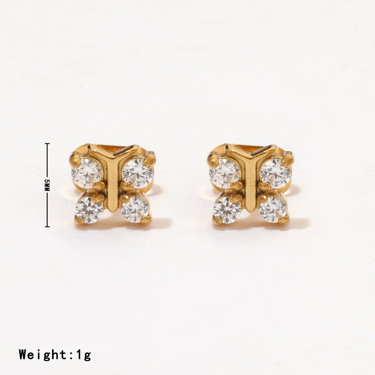 1 Pair Sweet Simple Style Commute Bow Knot Inlay 304 Stainless Steel Zircon White Gold Plated Gold Plated Ear Studs display picture 4