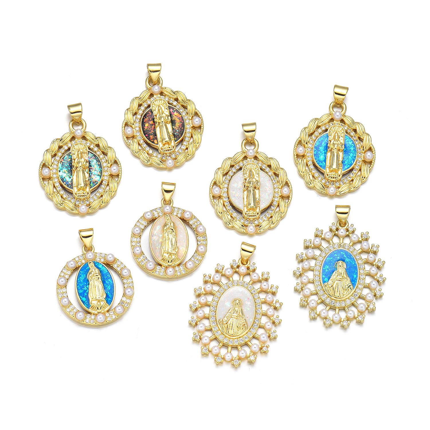 1 Piece 23*29mm 25*31mm Copper Pearl Zircon 18K Gold Plated Human Oval Polished Pendant display picture 1