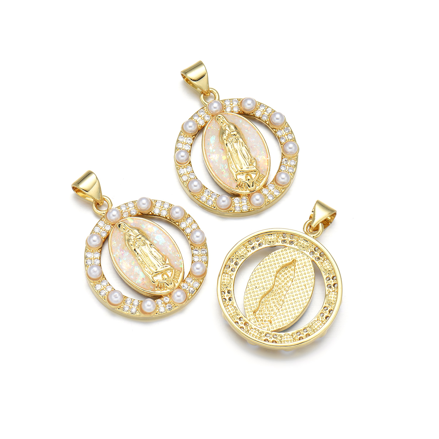 1 Piece 23*29mm 25*31mm Copper Pearl Zircon 18K Gold Plated Human Oval Polished Pendant display picture 5