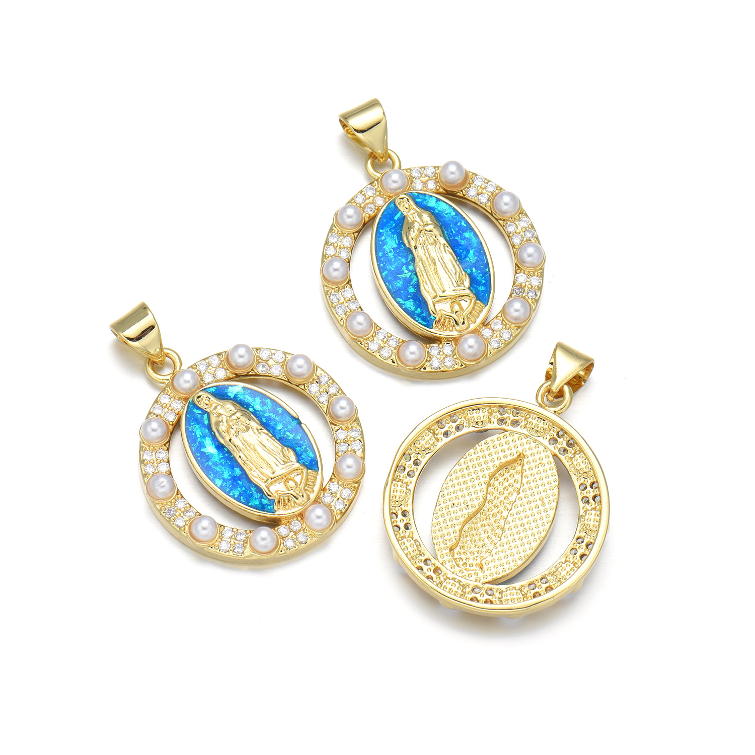 1 Piece 23*29mm 25*31mm Copper Pearl Zircon 18K Gold Plated Human Oval Polished Pendant display picture 9