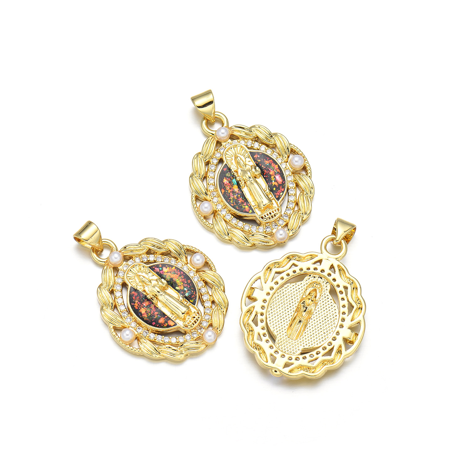 1 Piece 23*29mm 25*31mm Copper Pearl Zircon 18K Gold Plated Human Oval Polished Pendant display picture 8