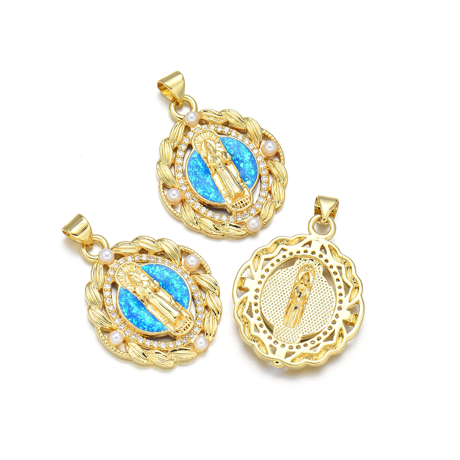 1 Piece 23*29mm 25*31mm Copper Pearl Zircon 18K Gold Plated Human Oval Polished Pendant display picture 7