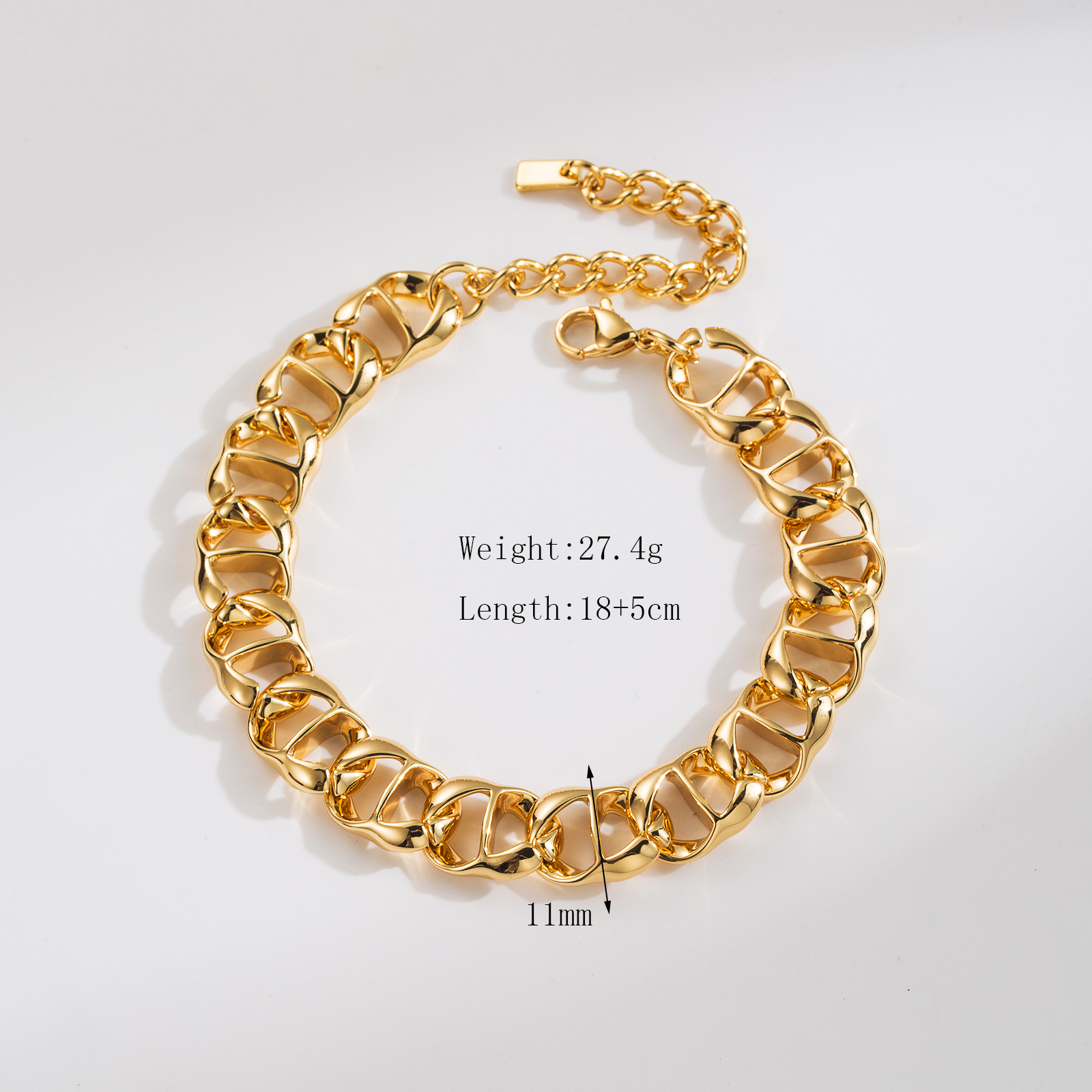 304 Stainless Steel 18K Gold Plated Simple Style Classic Style Plating Solid Color Bracelets display picture 2