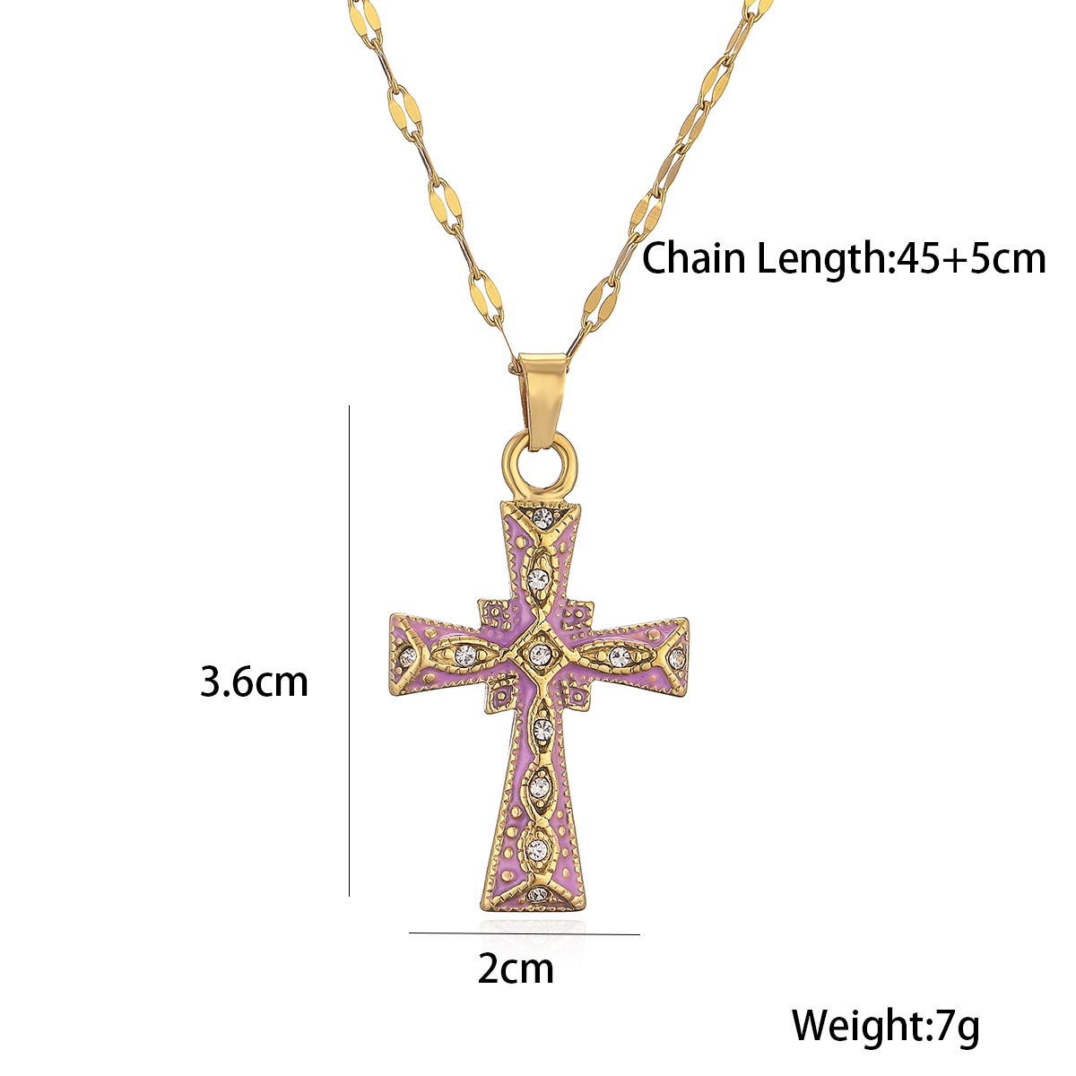 Copper 18K Gold Plated Classic Style Commute Enamel Plating Inlay Cross Zircon Pendant Necklace display picture 1