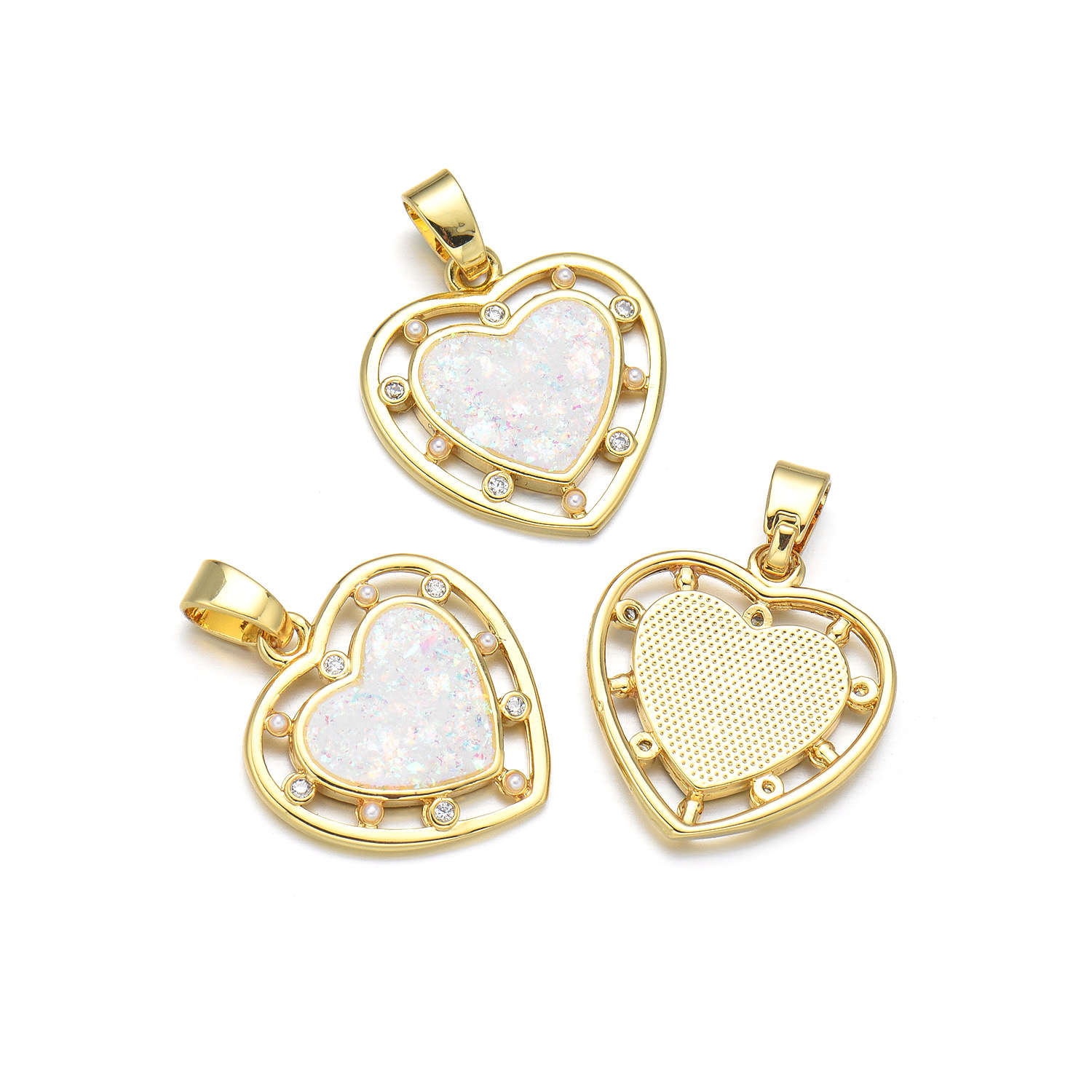 1 Piece 19 * 20mm 19 * 24mm 24*26mm Copper Shell Zircon 18K Gold Plated Star Heart Shape Polished Pendant display picture 2