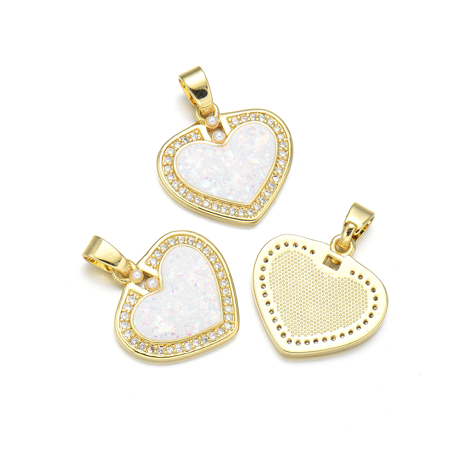 1 Piece 19 * 20mm 19 * 24mm 24*26mm Copper Shell Zircon 18K Gold Plated Star Heart Shape Polished Pendant display picture 4