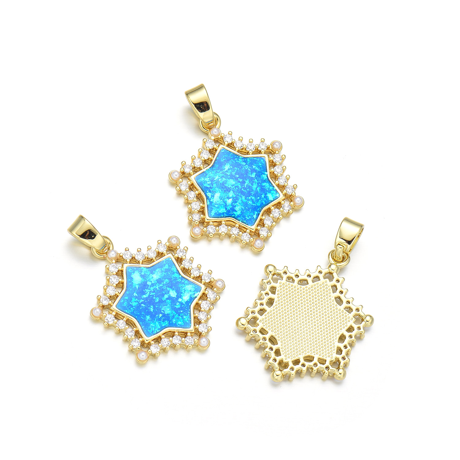 1 Piece 19 * 20mm 19 * 24mm 24*26mm Copper Shell Zircon 18K Gold Plated Star Heart Shape Polished Pendant display picture 9
