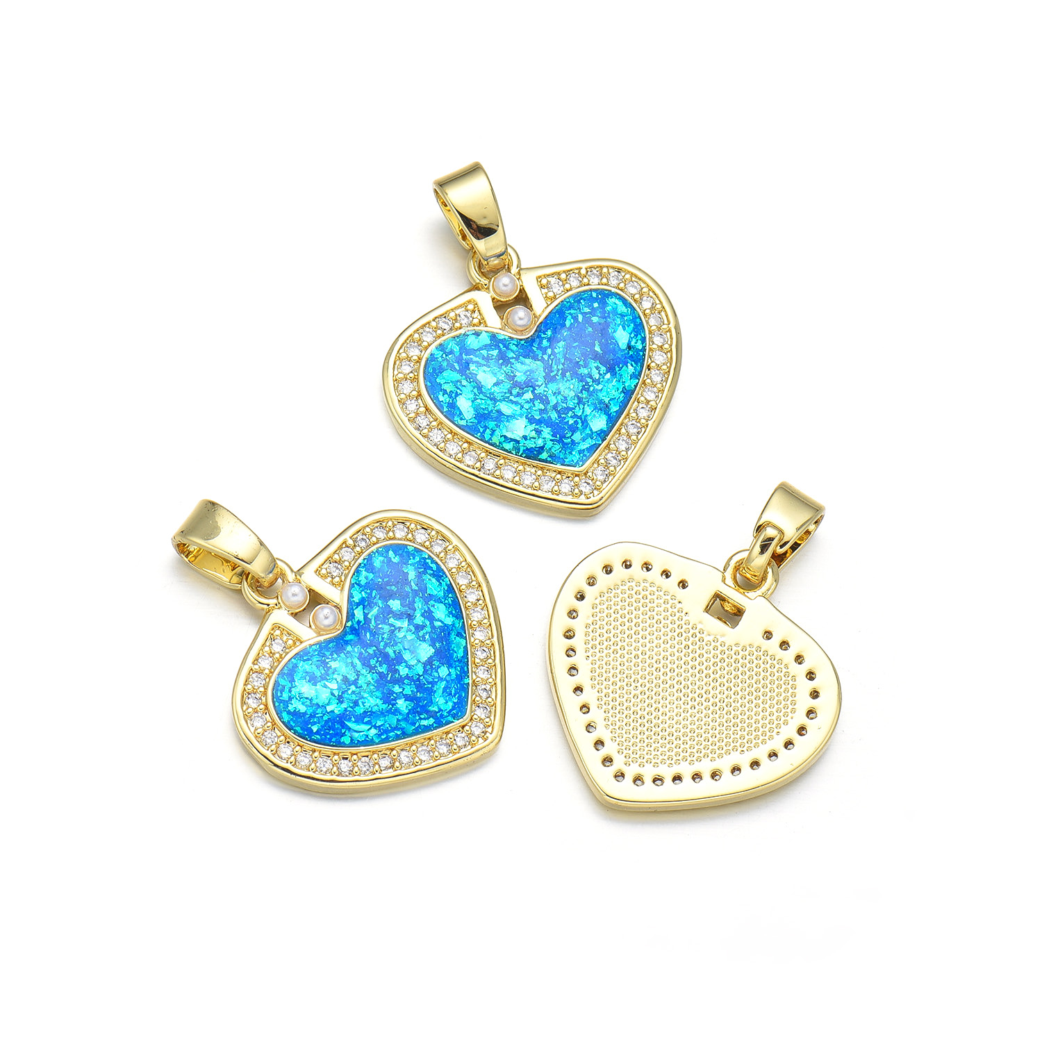 1 Piece 19 * 20mm 19 * 24mm 24*26mm Copper Shell Zircon 18K Gold Plated Star Heart Shape Polished Pendant display picture 7