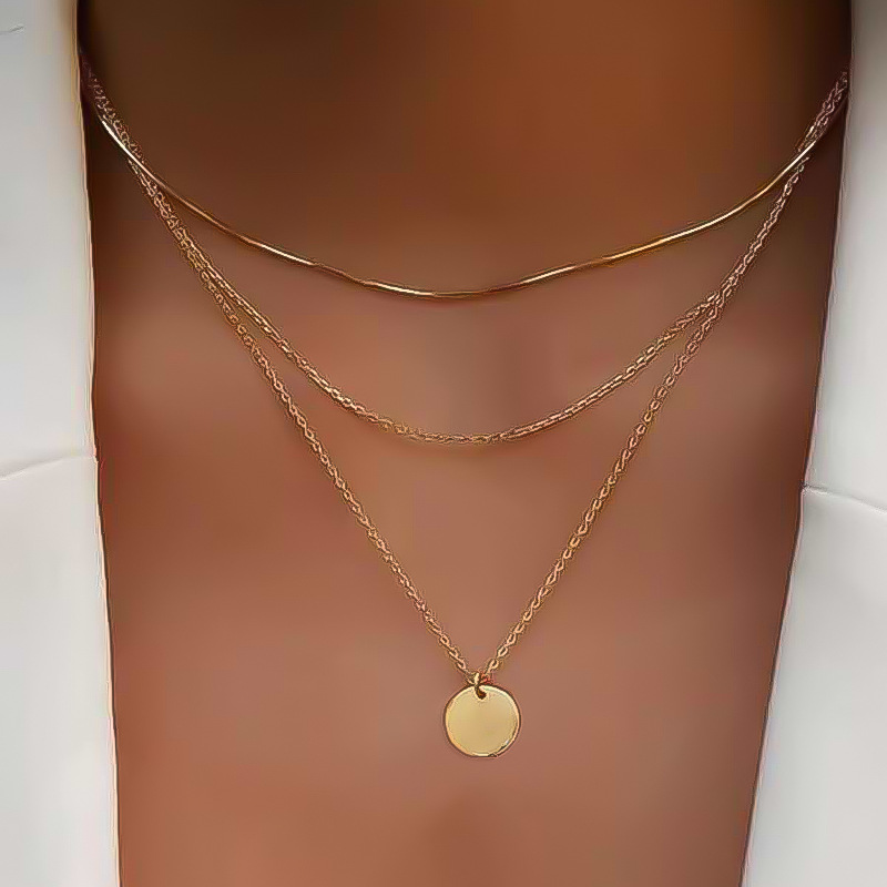 Wholesale Jewelry IG Style Simple Style Round Alloy Three Layer Necklace display picture 2