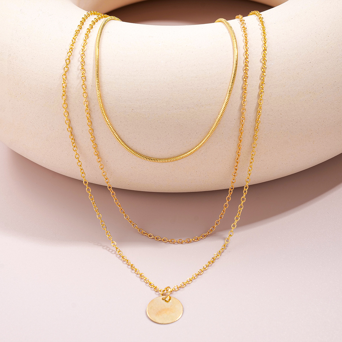 Wholesale Jewelry IG Style Simple Style Round Alloy Three Layer Necklace display picture 4