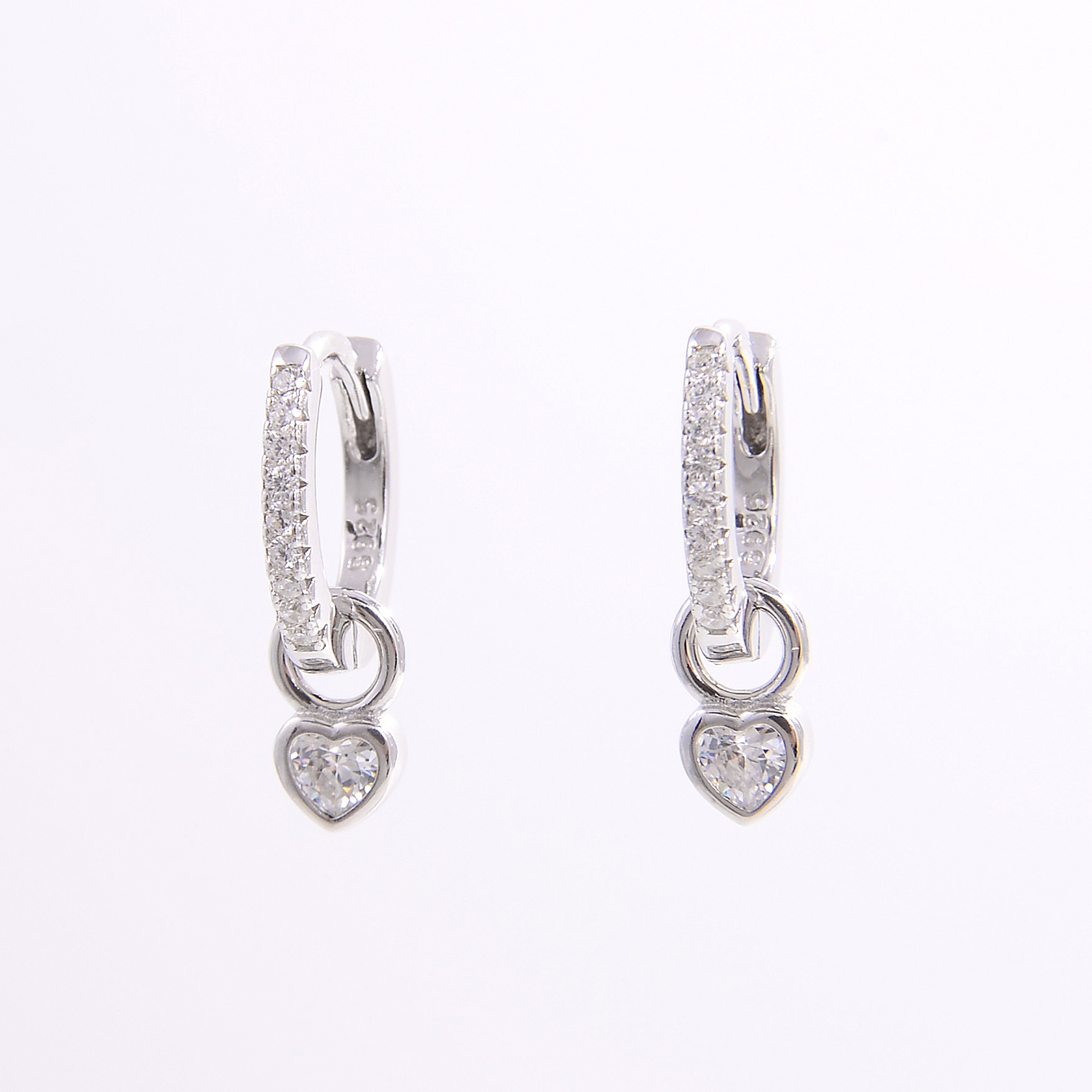 1 Paire Élégant Romantique Brillant Forme De Cœur Incruster Argent Sterling Zircon Plaqué Or 14K Or Blanc Plaqué Boucles D'oreilles display picture 1