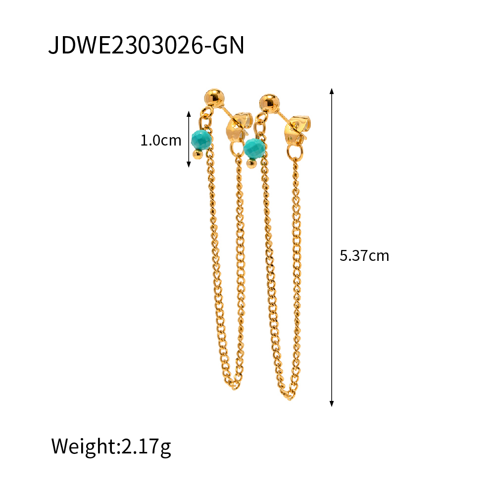 1 Pair IG Style Basic Classic Style Tassel 304 Stainless Steel 18K Gold Plated Drop Earrings display picture 3