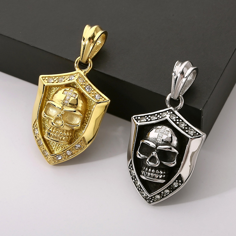 1 Piece 44*30mm 304 Stainless Steel Zircon Skull Pendant Chain display picture 8