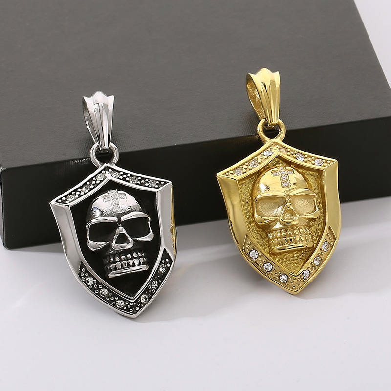 1 Piece 44*30mm 304 Stainless Steel Zircon Skull Pendant Chain display picture 11