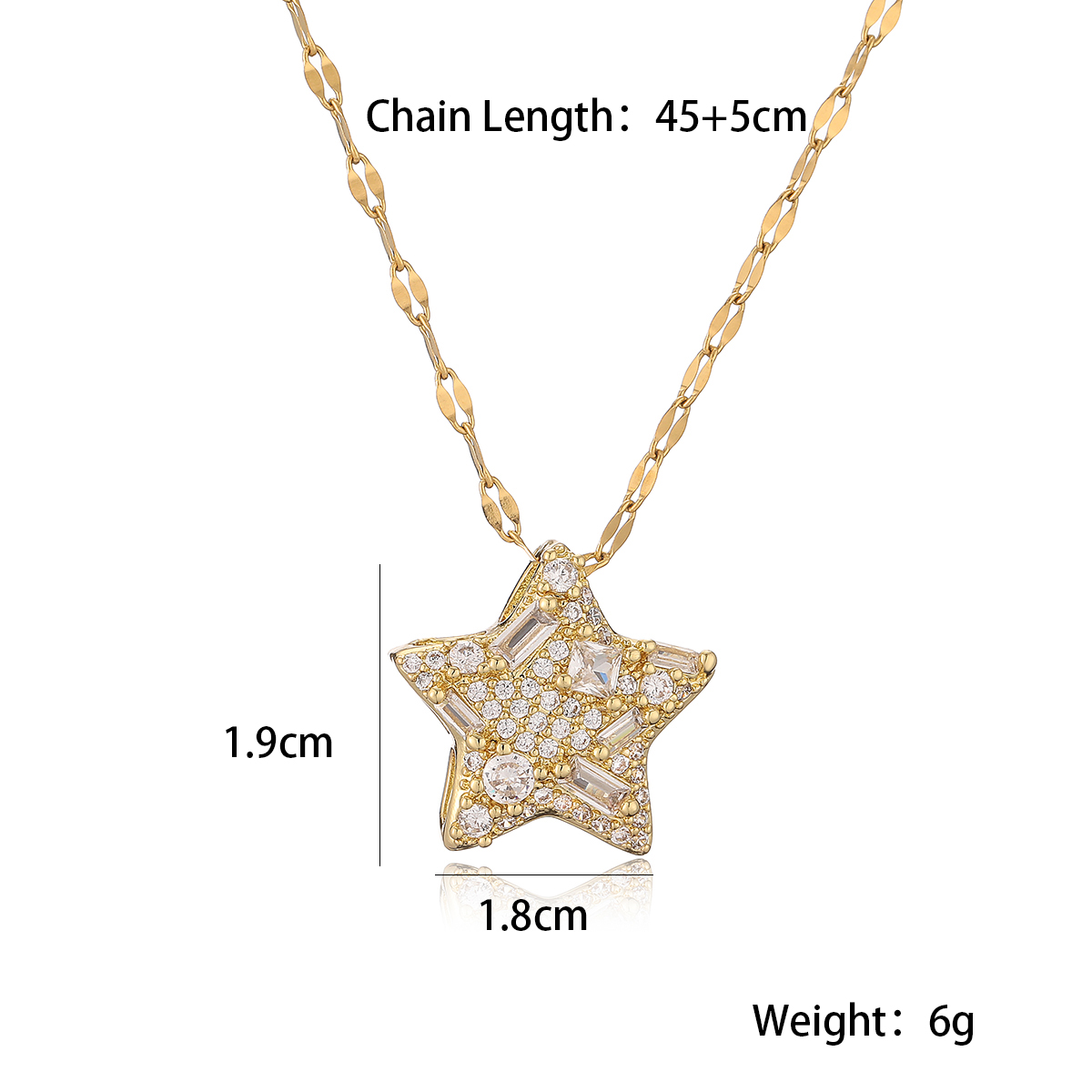 Wholesale IG Style Retro Commute Geometric Star Copper Plating Inlay Gold Plated Zircon Pendant Necklace display picture 1